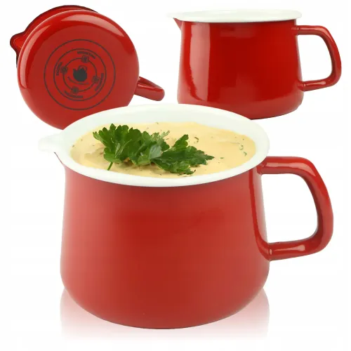 EMALIOWANY KUBEK Z WYLEWKĄ DZBANUSZEK NA KUCHENKĘ Z DZIÓBKIEM 1,7L CZERWONY na Arena.pl