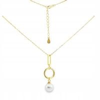 Naszyjnik pozłacany srebrny kółeczko z perłą pr 925 pozłocony 24k