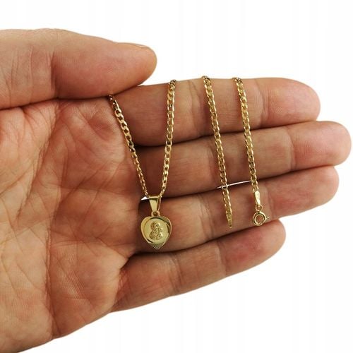 ZŁOTY ŁAŃCUSZEK Z MEDALIKIEM SREBRO 925/585 NA KOMUNIĘ CHRZEST GRAWER na Arena.pl