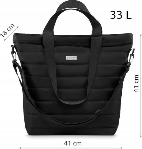 Czarna Torebka damska duża pojemna torba shopper na ramię pikowana na Arena.pl