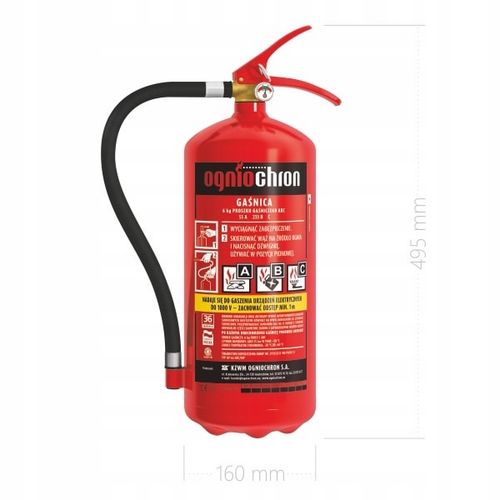 Gaśnica proszkowa 6 kg GP- 6x ABC OGNIOCHRON wieszak + znak na Arena.pl