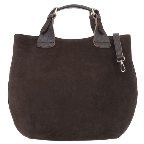 VERA PELLE torebka damska zamszowa shopper duża z paskiem V680 c.brązowa na Arena.pl