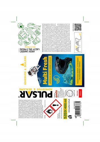 ODŚWIEŻACZ DO BUTÓW KASKÓW PULSAR MULTI SPRAY ZAPACH CYTRYNOWY 400 ml na Arena.pl