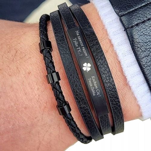 Bransoletka dla SYNA taty BRATA z GRAWEREM czarna na Arena.pl