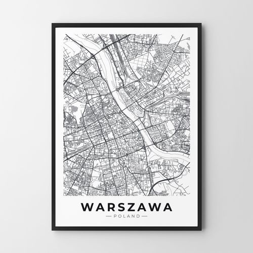 Plakat plan miasta mapa Warszawa 40x50 cm na Arena.pl