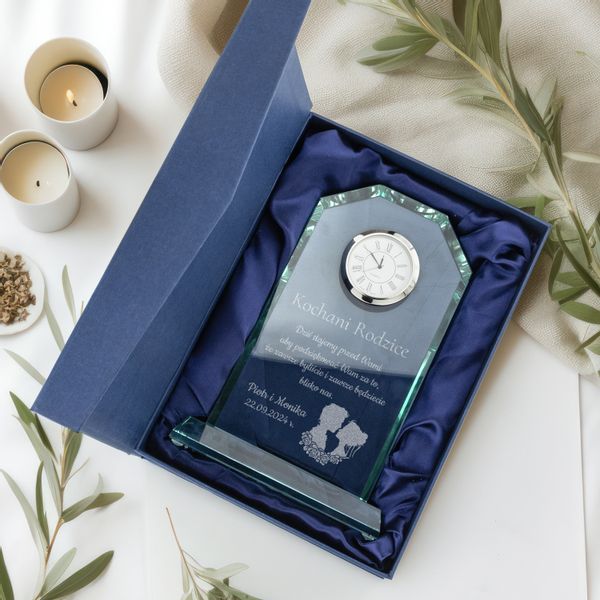 PODZIĘKOWANIE DLA RODZICÓW na ślub wesele Statuetka Zegar +GRAWER zdjęcie 5