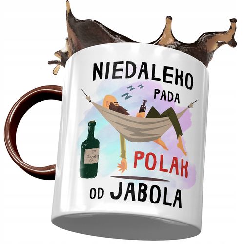 Kubek Bordowy Śmieszny Nie Daleko Pada Polak Z Nadrukiem Ze Zdjęciem na Arena.pl