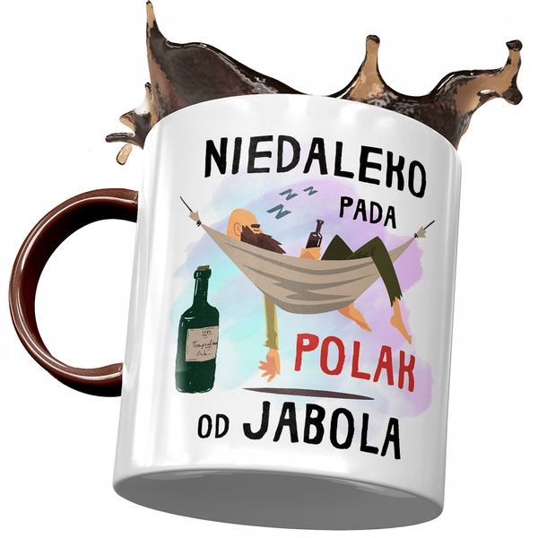 Kubek Bordowy Śmieszny Nie Daleko Pada Polak Z Nadrukiem Ze Zdjęciem zdjęcie 1