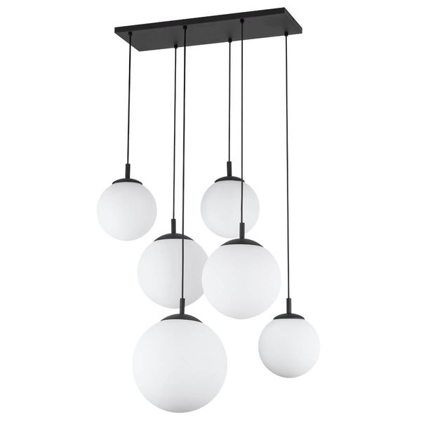 Zwisowa lampa na belce Esme 4793 do salonu balls biała czarna zdjęcie 1