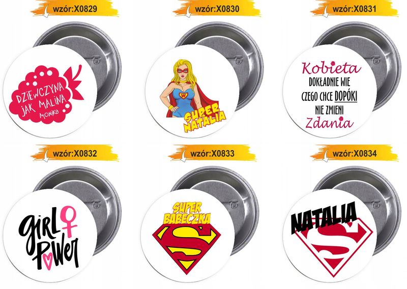 Przypinki buttony DZIEŃ KOBIET SUPER NATALIA zdjęcie 8