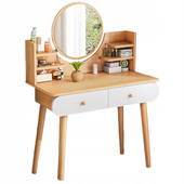 DUŻA KOSMETYCZNA TOALETKA Z LUSTREM DO MAKIJAŻU DREWNIANA SKANDYNAWSKI LOFT