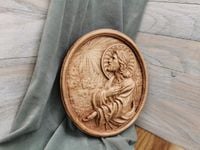 Płaskorzeźba drewniana Ikona prezent na komunie świętą Jezus obraz 30 cm