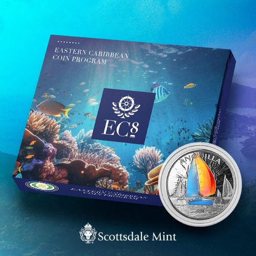 Anguilla: Regatta kolorowana 1 uncja Srebra 2023 Proof na Arena.pl