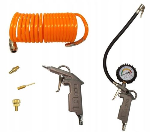 Pistolet do przedmuchiwania i pompowania 6 elementów manometr przewód dysze na Arena.pl
