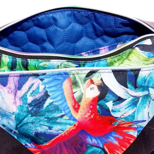 Torebka Na Ramię z Motywem Papugi i Fioletową Ekoskórą – Handmade na Arena.pl