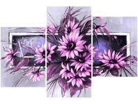 60CM 90 ZEGAR 3 ELEM SŁONECZNIKI FIOLECIE ŚCIENNY