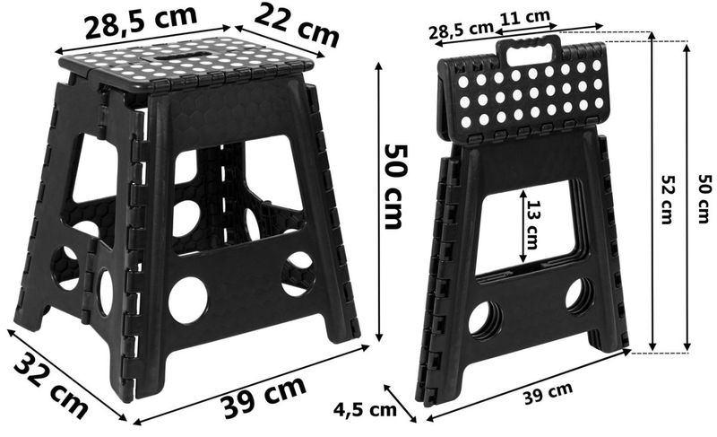 Stołek składany antypoślizgowy AMIGO CZARNY rozmiar L zdjęcie 2