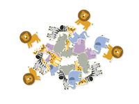Konfetti papierowe Safari kształty dzikie zwierzątka 54 szt.