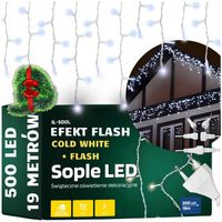 SOPLE 500 LED STAŁE FLASH LAMPKI ZEWNĘTRZNE BŁYSK ISKRA ZIMNY BIAŁY DŁUGIE