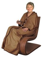 Ponczo kocobluza koc polarowy zapinany narzutka kołdra pled brązowy 2w1