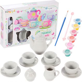 Ceramiczny Zestaw do Herbatki do Pomalowania farbami + pędzel i farby