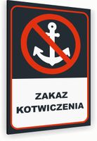 Tabliczka znak informacyjny 30x20 Antracyt ZAKAZ KOTWICZENIA Nierdzewna