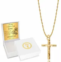 Złoty Łańcuszek z Krzyżykiem 585 CHRZEST Grawer