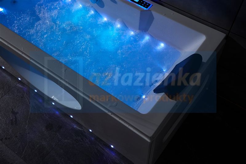 PROSTOKĄTNA WANNA Z HYDROMASAŻEM 180x80 SZYBA NEW! GRZAŁKA zdjęcie 38