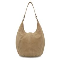 VERA PELLE torebka skórzana zamszowa worek na ramię V058 beżowa