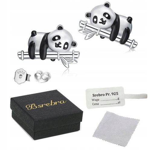 KOLCZYKI Srebrne PRÓBA 925 PANDA SREBRO Sztyfty WKRĘTKI Dla Dziewczynki na Arena.pl