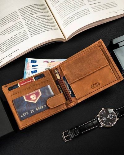 portfel męski bez zapięcia ze skóry nubukowej - peterson na Arena.pl