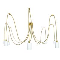 Lampa Wisząca Pająk 7 Biały Połysk Ze Złotym Przewodem E27