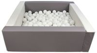 Kwadratowy suchy basen z ekoskóry z 200 piłeczkami (biały, szary/biały)