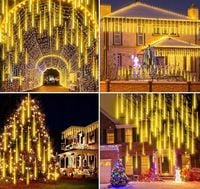 LAMPKI KURTYNA 288 LED METEORY 50 CM SPADAJĄCY ŚNIEG SOPLE BARWA CIEPŁA