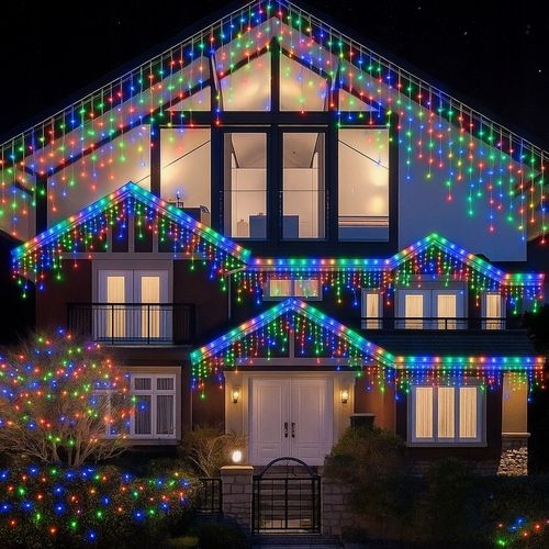 Lampki LED 1000 Kurtyna Świetlna Sople ZEWNĘTRZNE Girlanda multikolor na Arena.pl