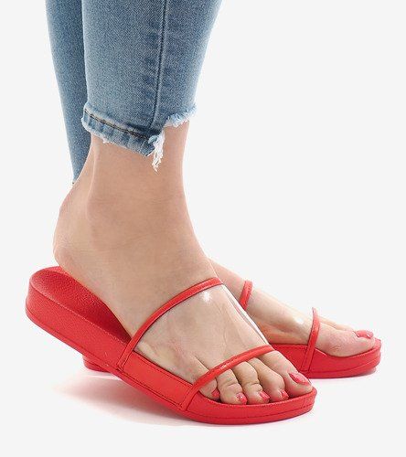 Czerwone klapki transparentne 815 41 na Arena.pl