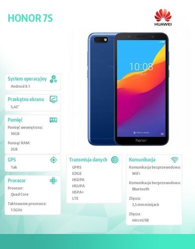 Huawei HONOR 7S Dual SIM niebieski na Arena.pl