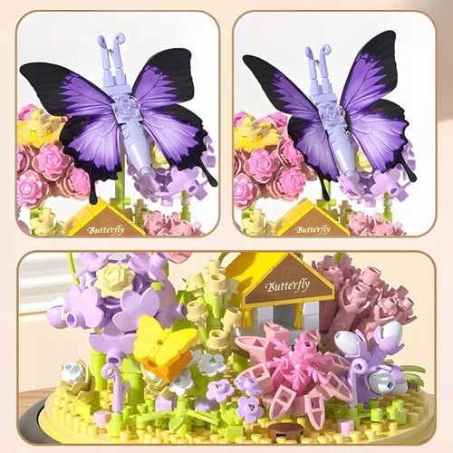 KLOCKI DO BUDOWANIA OGRODU KWIATÓW, ZESTAW KLOCKÓW KWIATY OGRÓDEK, PREZENT na Arena.pl