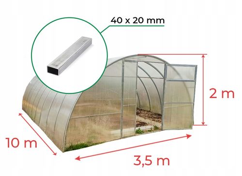 SZKLARNIA z POLIWĘGLANU 3,5x10m OCYNK TUNEL 40x20mm na Arena.pl