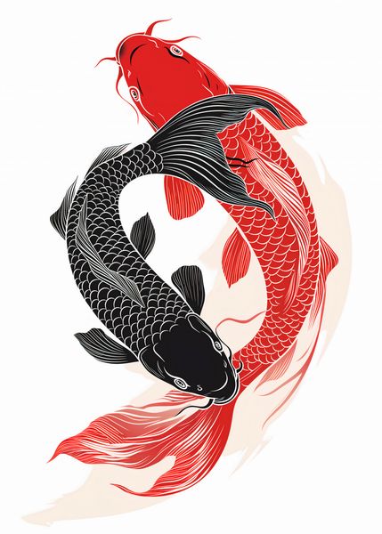 Plakat 50x70cm Yin i Yang Koi zdjęcie 1