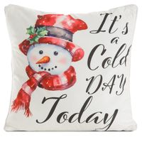 Poszewka świąteczna 45x45 cm kremowo czerwona welwet poliester