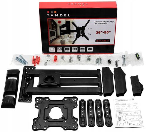 UCHWYT DO TELEWIZORA 26-55 CALI obrotowy 72cm DŁUGIE RAMIĘ wieszak TV hak na Arena.pl
