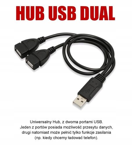 HUB ROZGAŁĘŹNIK draVires USB DUAL 2xUSB ROZDZIELACZ + naklejka na Arena.pl