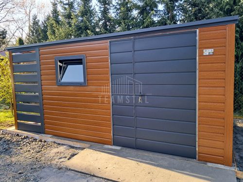 Schowek - domek ogrodowy 4x2,5m + wiata 1m brama okno dach TS1102 na Arena.pl