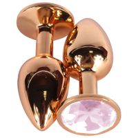 Korek Analny Z Różowym Kryształkiem Gold Diamond Plug Pink