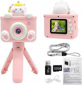 APARAT CYFROWY FOTOGRAFICZNY DLA DZIECI DZIECKA JEDNOROŻEC GRY + KARTA 32GB