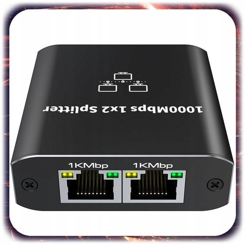 SPLITTER LAN 1x2 SWITCH ROZDZIELACZ ADAPTER 2xRJ45 ETHERNET 1000Mbps 1GB na Arena.pl