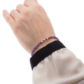 Bransoletka regulowana - Ametyst fasetowane kulki i srebro