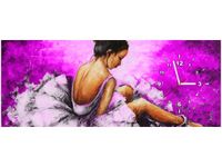 100X40CM ZEGAR ZEGAR ŚCIENNY OBRAZ BALETNICA FIOLETOWYM TLE OBRAZ