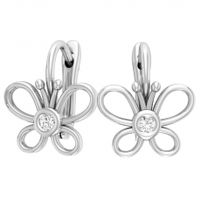 SREBRNE KOLCZYKI MOTYLKI Z CYRKONIAMI ZAPIĘCIE ANGIELSKIE SREBRO PRÓBY 925